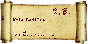 Kola Beáta névjegykártya