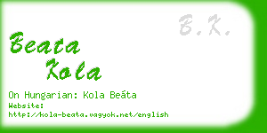 beata kola business card